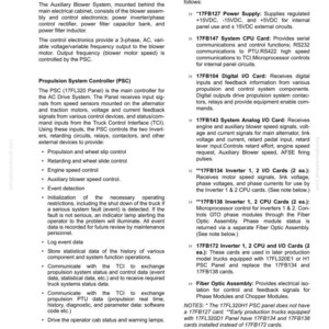 Puede incluir: Documento t&eacute;cnico detallado titulado "Componentes del sistema" con informaci&oacute;n sobre el sistema de ventilaci&oacute;n auxiliar y el controlador del sistema de propulsi&oacute;n (PSC). Incluye especificaciones, funciones y descripciones de componentes internos.