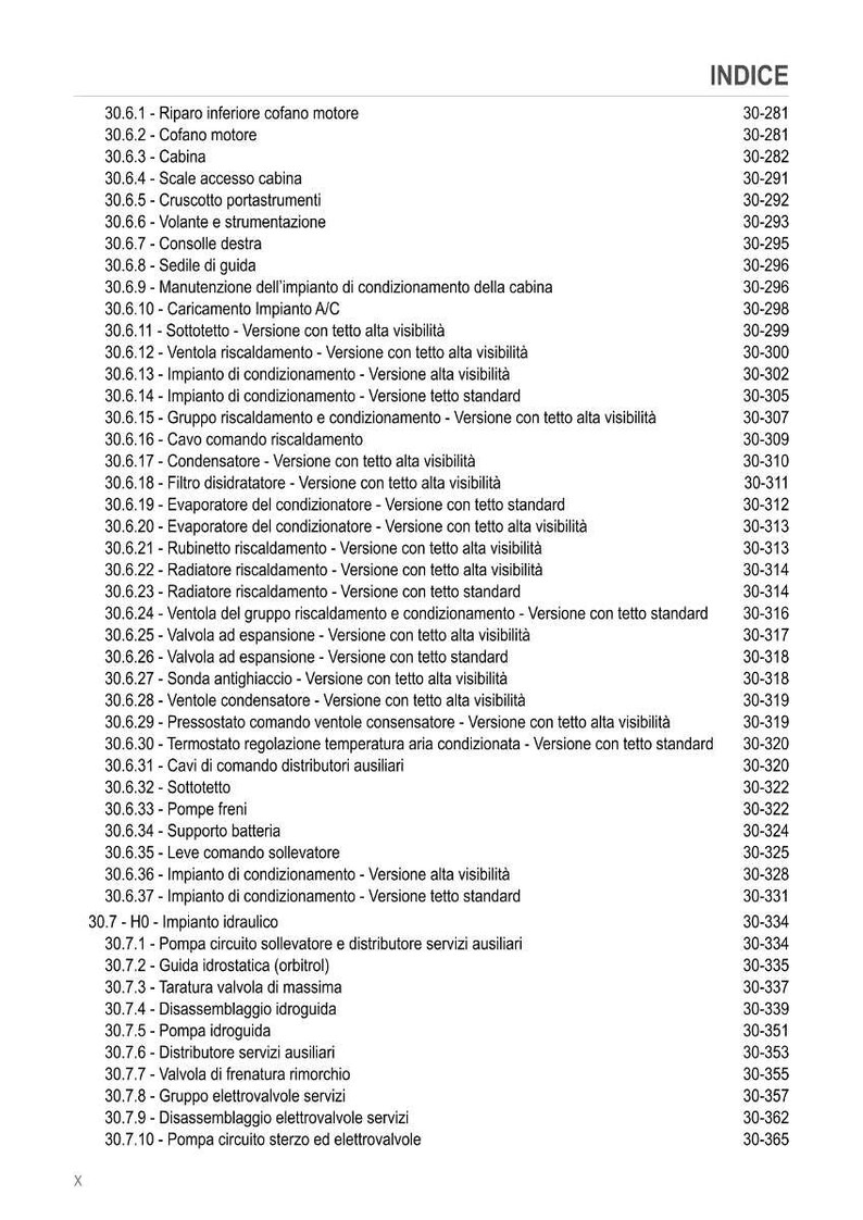 May include: A detailed index in black text, listing various automotive components and their corresponding page numbers. The list includes items like the engine compartment, cabin, and air conditioning system components.