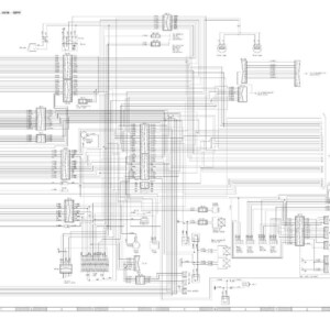 Puede incluir: Un diagrama esquem&aacute;tico detallado en blanco y negro, probablemente para un dispositivo o sistema electr&oacute;nico. El diagrama presenta numerosas l&iacute;neas, conectores y s&iacute;mbolos, con texto en la parte superior que indica un n&uacute;mero de secci&oacute;n y n&uacute;meros de serie.