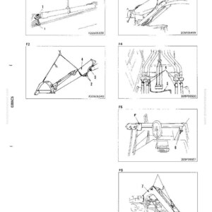 May include: Detailed technical illustrations of machinery components, including hydraulic cylinders, linkages, and structural elements. The diagrams are labeled with numbers and appear to be from a service manual, with the page number 30-97.