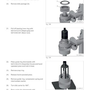 May include: Diagram of a dismantling process, featuring mechanical components and assembly steps. The image includes numbered parts, diagrams, and text instructions for disassembly. The illustrations show various stages of the process.
