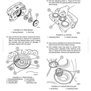 K&ouml;nnte beinhalten: Diagramme von Kfz-Bremskomponenten, einschlie&szlig;lich Bremssattelgeh&auml;use, Einstellkolben und Sicherungsring. Das Bild enth&auml;lt Beschriftungen und Anweisungen f&uuml;r die Demontage und Wartung des Bremssystems. Text enth&auml;lt "Armature Speed Rear Disc Brakes."
