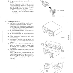 May include: Diagrams and illustrations from a troubleshooting manual. Includes a T-adapter, control box, and a toolbox. The text provides instructions for maintenance and precautions.