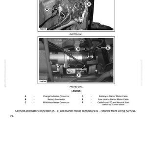 Puede incluir: Diagrama de un componente del motor con las etiquetas A, B, C, D, E y F. La imagen incluye el texto "PY8779-UN:" y "PY8780-UN:" y una leyenda que describe cada componente etiquetado. El texto tambi&eacute;n incluye instrucciones para conectar los componentes.