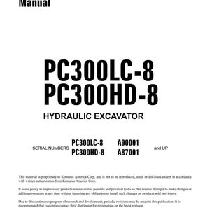 Komatsu PC300LC-8 PC300HD-8 Hydraulisk grävmaskin Servicemanual Reparation Verkstad PDF-nedladdning bild 3