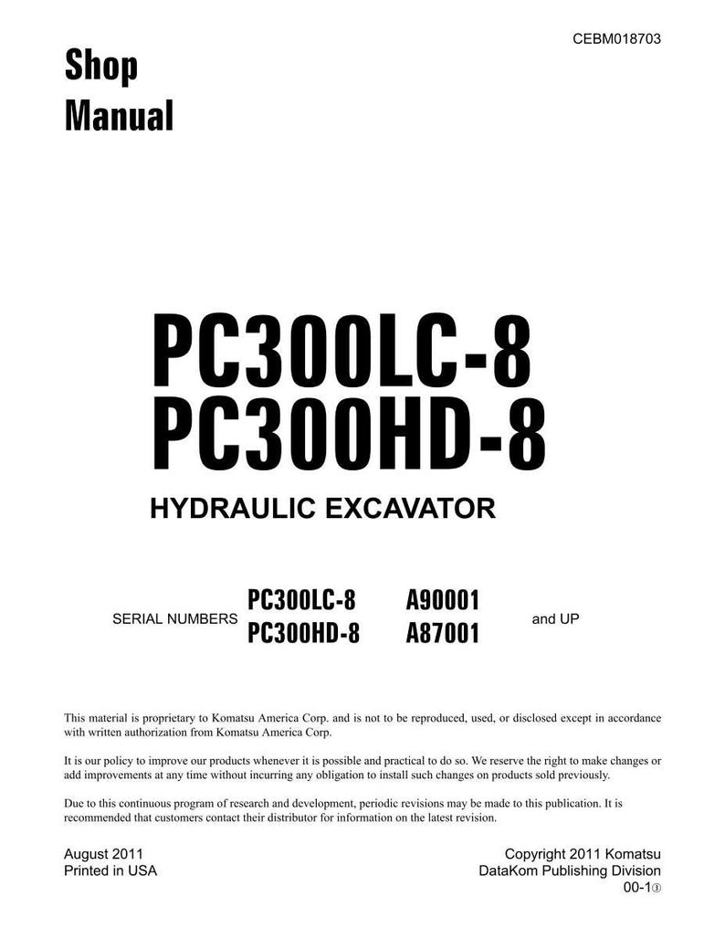 Komatsu PC300LC-8 PC300HD-8 Hydraulisk grävmaskin Servicemanual Reparation Verkstad PDF-nedladdning bild 3