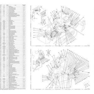 May include: A detailed technical diagram showing various mechanical components, with labelled parts and connecting lines. The image includes a parts list with numerous entries, all in black and white.