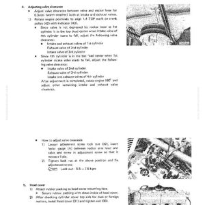 K&ouml;nnte beinhalten: Diagramm zur Zylinderkopfeinstellung, einschlie&szlig;lich Ventilspiel. Enth&auml;lt Abbildungen von Motorkomponenten, Messungen in Millimetern und Drehmomentangaben in kgm.