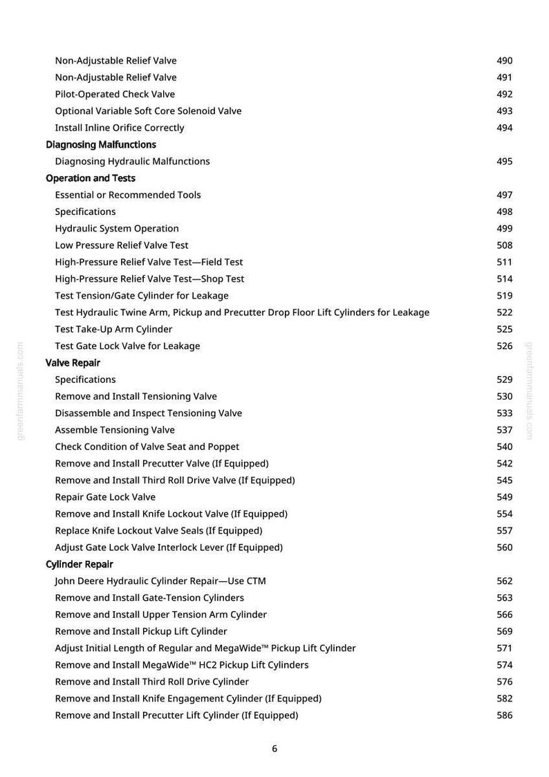 Teknisk manual för John Deere 450 M, 450 M förskärare och 550 M balpress i PDF-format | Direkt nedladdning bild 6