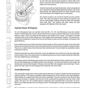 May include: Diagram of a cylinder head from an AGCO SISU POWER engine. The image includes text describing the cylinder head, 2V and 4V engines, and the crank mechanism. The diagram shows the internal components of the engine.