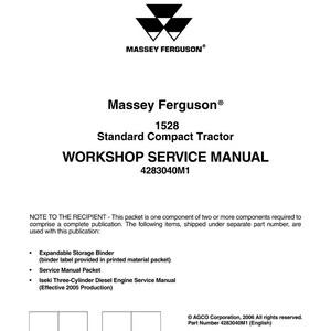 Massey ferguson 1528 Standard with mechanical transmission Compact tractor Service Manual PDF | Workshop Repair | Instant Download image 9