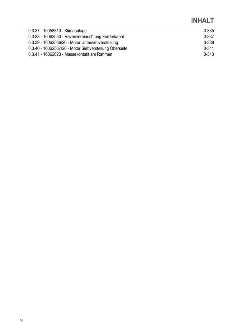 May include: A white page with a list of technical terms and corresponding page numbers. The heading "INHALT" is at the top right. The list includes terms like "Klimaanlage" and "Massekontakt am Rahmen".