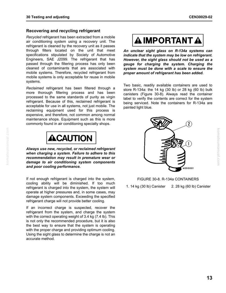 Puede incluir: Diagrama de contenedores de refrigerante R-134a, con texto sobre el reciclaje y la carga de sistemas de aire acondicionado. Incluye una advertencia sobre el uso del refrigerante correcto y una advertencia sobre el uso del visor.