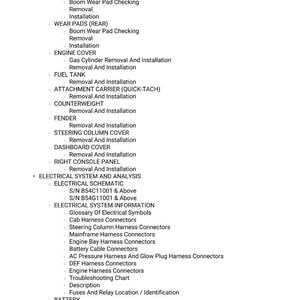 May include: A detailed list of automotive repair procedures, including removal and installation instructions for various components like the fuel tank, engine cover, and electrical system. The document also includes electrical schematics and troubleshooting charts.