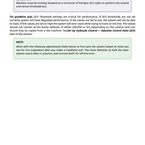 May include: A page from a manual titled "Extend and Retract Threshold Setting." The text includes instructions for machine operation, emphasizing speed and threshold settings. It also provides notes on fine-tuning the system.