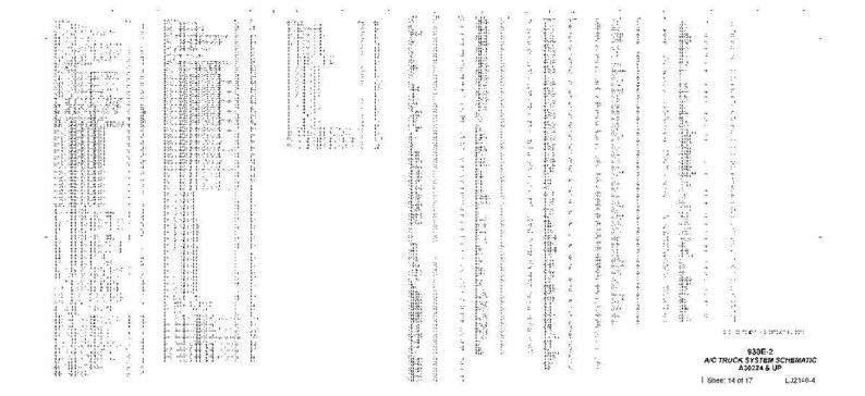 May include: A black and white schematic diagram for an A/C truck system. The diagram is densely packed with lines, symbols, and text, likely detailing electrical components and connections. The text includes the title "A/C TRUCK SYSTEM SCHEMATIC" and the sheet number.