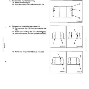 May include: Diagram of a counterweight cylinder disassembly and assembly process. The image includes detailed illustrations of piston assembly, cylinder head assembly, and various components like wear rings, piston rings, and O-rings.