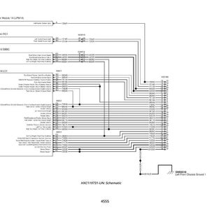 May include: A detailed schematic diagram with text labels and connecting lines. The diagram includes components like a power module, control unit, and various connectors. The text "HXC119731-UN: Schematic" is at the bottom.
