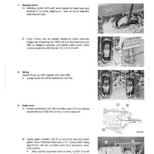 May include: A page from a manual detailing the disassembly and assembly of a steering clutch. The text includes instructions for the steering clutch, spring, and brake cover, accompanied by diagrams and part numbers.