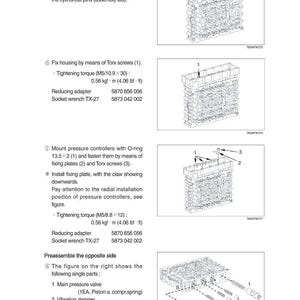 May include: Diagrams illustrating the assembly of mechanical components, including Torx screws, pressure controllers, and fixing plates. The image includes text with tightening torque specifications in kgf&middot;m and lbf&middot;ft.