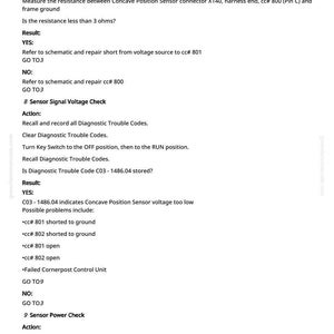 May include: A white page with black text detailing automotive sensor checks. The text includes instructions for ground connection, signal voltage, and power checks. The document is from greenfarmmanuals.com and includes the number 1014.