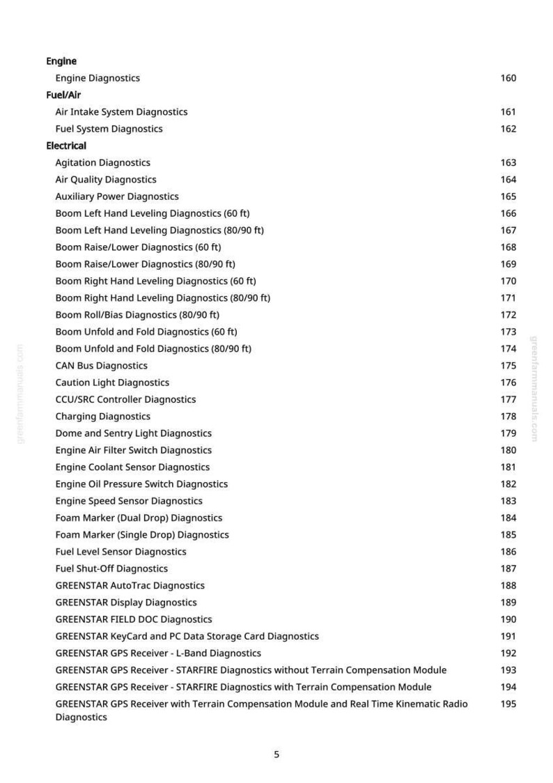 May include: A white page with a detailed list of engine diagnostics, electrical, and fuel/air system diagnostics. The text includes terms like "Air Intake System Diagnostics" and "Fuel Level Sensor Diagnostics."