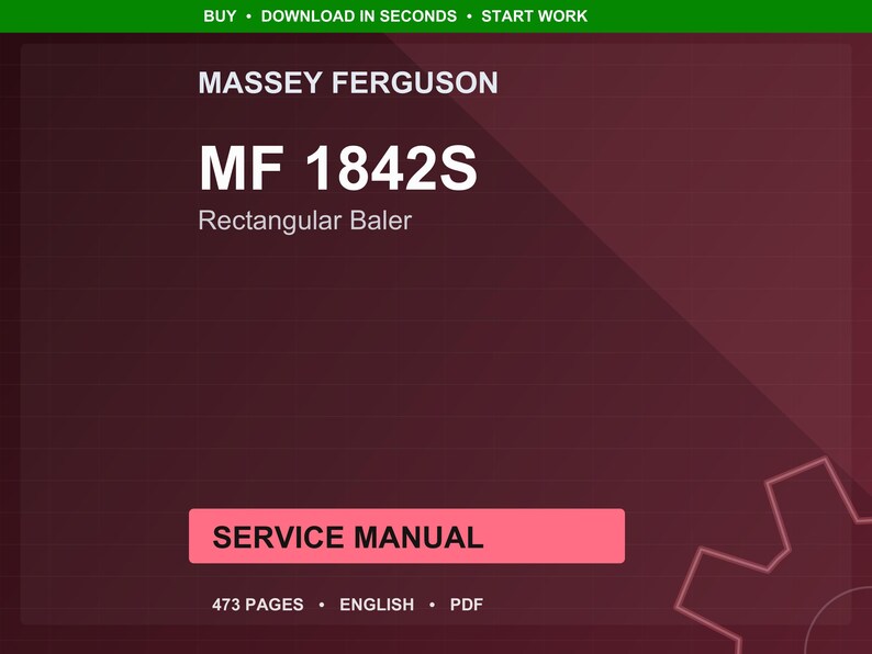 Massey ferguson Mf 1842s Rectangular baler Service Manual PDF | Workshop Repair | Instant Download image 1
