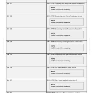 Pu&ograve; includere: Un diagramma tecnico con sezioni etichettate per i comandi della macchina. Include voci per il controllo del motore, le elettrovalvole e le impostazioni di calibrazione. Il testo indica la visibilit&agrave; solo in modalit&agrave; tecnico.