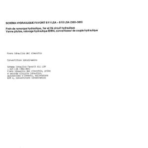 May include: A technical diagram with text in multiple languages, including English, French, and Italian. The diagram details hydraulic circuits, trailer brakes, and related components. The text includes measurements and technical terms.