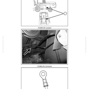 May include: Diagram of a main power switch bonding cable-to-ground. The image includes a diagram of a vehicle, a close-up of the cable, and a connector. Text includes "X219", "YC2483-UN", "YC2485-UN", and "YC2224-UN".