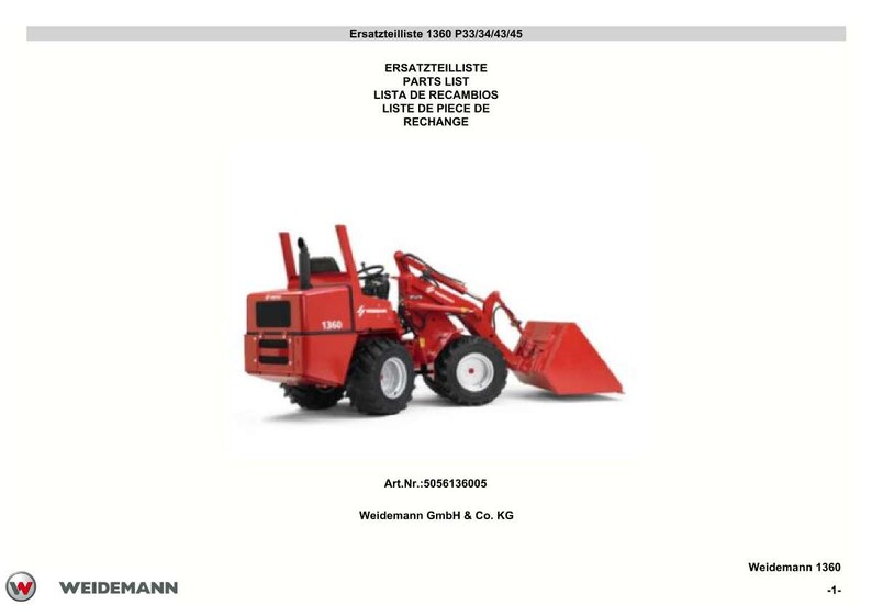 Weidemann 1360 P33 p34 p43 p45 Wheel loader Parts Manual PDF | Illustrated Catalog | Instant Download image 2