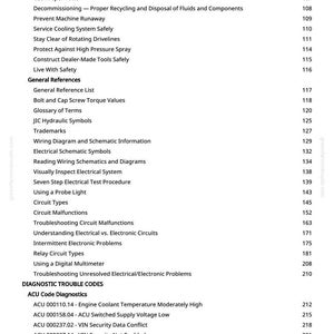 May include: A page from a manual with a table of contents. Topics include safety, electrical systems, and diagnostic trouble codes. The page number is 3.