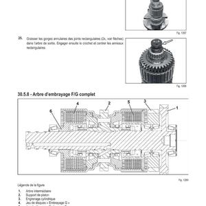 May include: Technical diagram with French text, illustrating mechanical components. Features close-up images of gears and a detailed cross-section of an assembly. The diagram is labelled with numbered parts and descriptions.