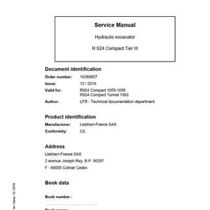 Liebherr R924 compact tier3 Hydraulic excavator Service Manual PDF | Workshop Repair | Instant Download image 2