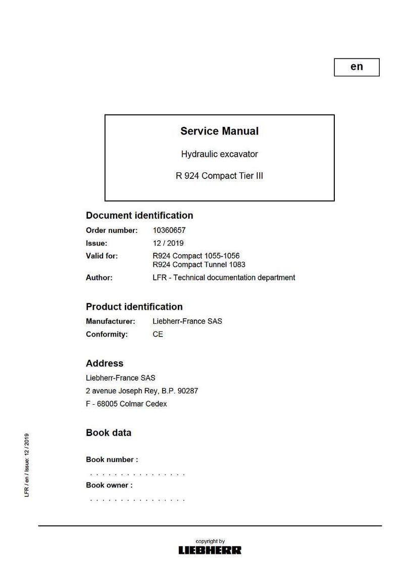 Liebherr R924 compact tier3 Hydraulic excavator Service Manual PDF | Workshop Repair | Instant Download image 2