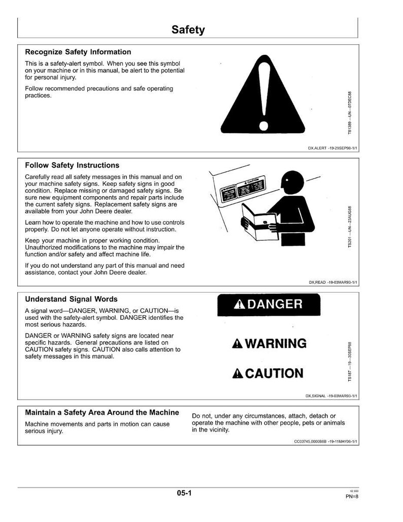 K&ouml;nnte beinhalten: Eine Seite eines Handbuchs mit dem Titel &bdquo;Sicherheit&ldquo; mit Sicherheitshinweisen und Signalw&ouml;rtern. Enth&auml;lt ein Sicherheitswarnsymbol und die W&ouml;rter &bdquo;GEFAHR&ldquo;, &bdquo;WARNUNG&ldquo; und &bdquo;VORSICHT&ldquo;.