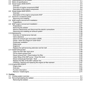 Peut inclure: Une page imprim&eacute;e d'un manuel Weidemann, d&eacute;taillant les sp&eacute;cifications du moteur et les proc&eacute;dures de maintenance. Le document comprend des sections sur les moteurs diesel, les syst&egrave;mes de refroidissement et d'&eacute;chappement. Le texte est en noir.