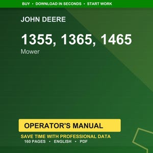 John Deere 1355, 1365, 1465 gräsklippare bruksanvisning PDF | Användarhandbok | Direkt nedladdning bild 1