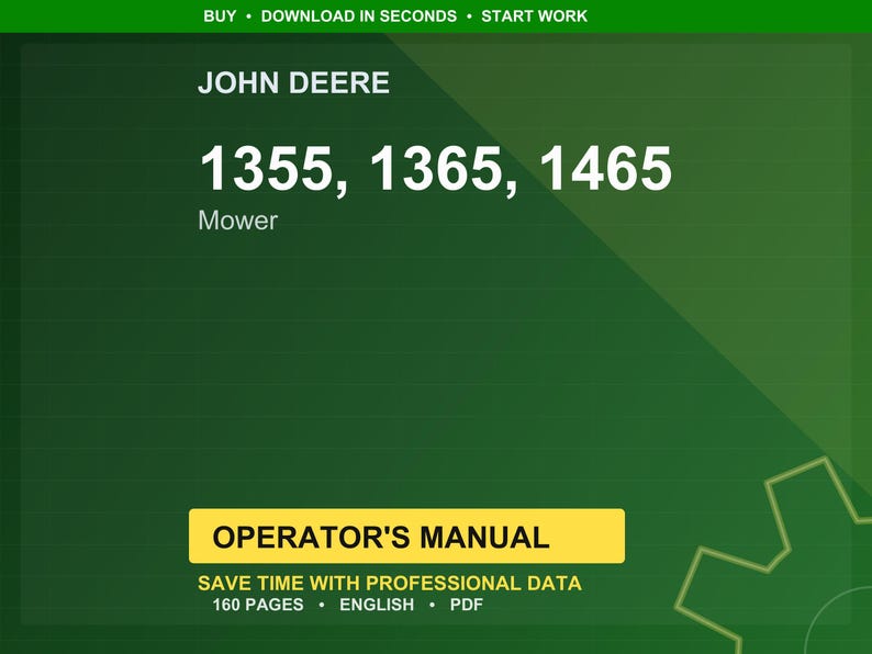 John Deere 1355, 1365, 1465 gräsklippare bruksanvisning PDF | Användarhandbok | Direkt nedladdning bild 1