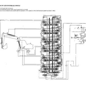 May include: Diagram of a CLSS system, showing the operation as a whole. The diagram includes an excavator and a complex network of lines and components. Text at the top reads "OPERATION OF CLSS SYSTEM AS A WHOLE".