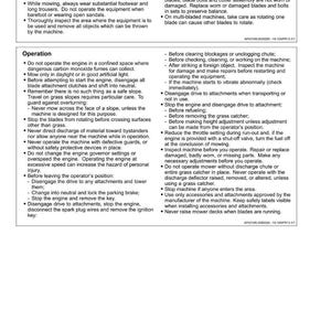 May include: A white document with black text detailing safety and operational instructions for a machine. The document includes sections on preparation, operation, and safety, with bullet points for each. The text is clear and easy to read.
