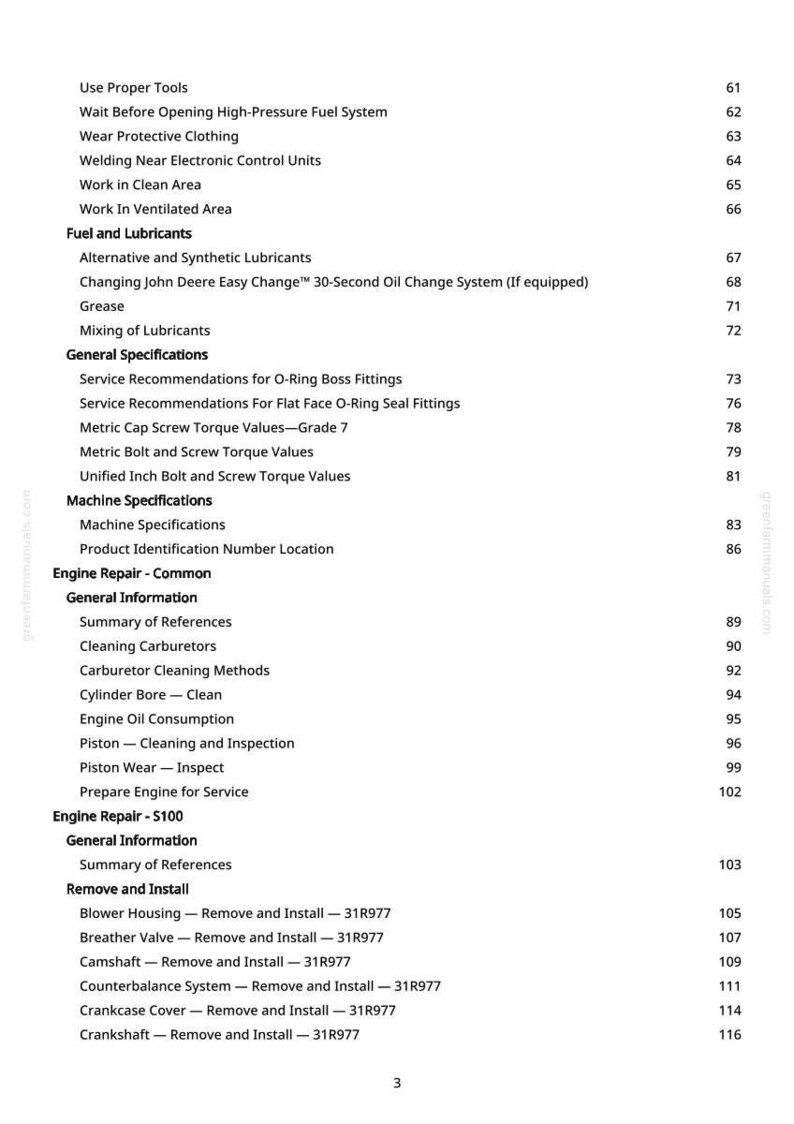 John Deere S100, S110, S120, S130, S140, S160, S170, S180 Lawn Tractor Technical Manual Pdf | Instant Download image 4