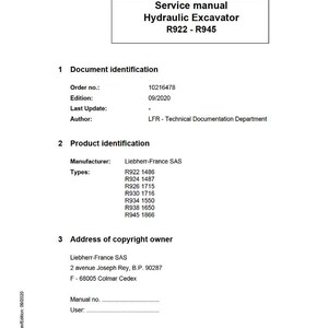 Liebherr R922 r924 r926 r930 r934 r938 r945 Hydraulic excavator Service Manual PDF | Workshop Repair | Instant Download image 2
