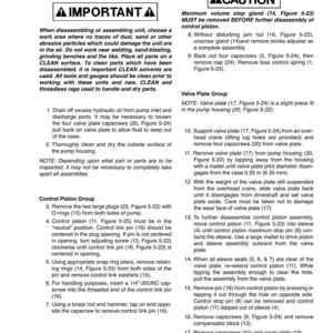 May include: A detailed technical diagram with instructions for disassembling a steering component. The document includes safety warnings, step-by-step procedures, and diagrams for various parts, such as valve plates and control pistons.