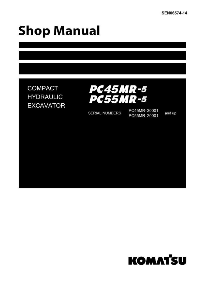 May include: A shop manual with the title "Shop Manual" at the top. The manual includes the text "COMPACT HYDRAULIC EXCAVATOR" and model numbers "PC45MR-5" and "PC55MR-5". The Komatsu logo is at the bottom.