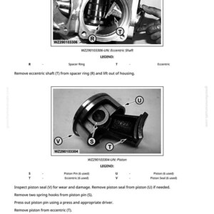 May include: Technical diagram of engine components, including an eccentric shaft and piston. The image shows detailed views of the parts with labels and a legend. The diagram is in black and white.