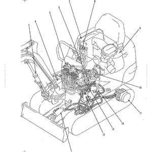 May include: Detailed black and white diagram of a mechanical device, likely an engine or machinery component. The illustration features numerous interconnected parts, including tubes, cylinders, and a seat. The diagram is labeled with numbers and appears to be a technical drawing.