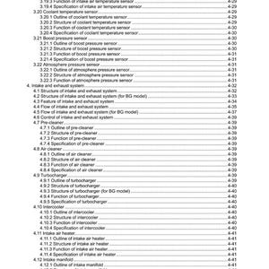 May include: A detailed table of contents from a technical manual, listing various automotive components such as sensors, turbochargers, and intercoolers. The document is dated 2020.