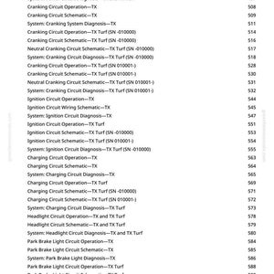 May include: A page from a manual with a list of electrical circuit operations and schematics. The text includes terms like "Power Circuit," "Cranking Circuit," and "Ignition Circuit," along with associated numbers.