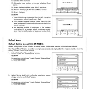 May include: A technical manual page with the title "30 Testing and Adjusting" and "Set and Operate Machine Monitor." The page includes diagrams of machine monitors with function buttons and text instructions for operation and settings.